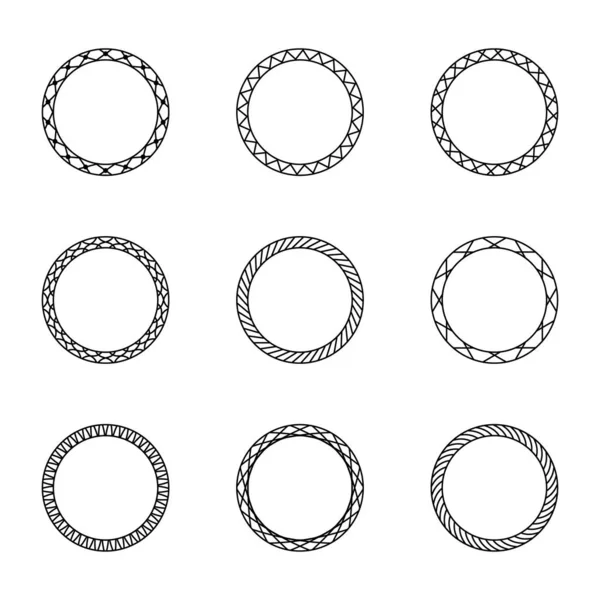 Ensemble Cadres Circulaires Vintage Noirs Avec Ornement Ensemble Symboles Noirs — Image vectorielle
