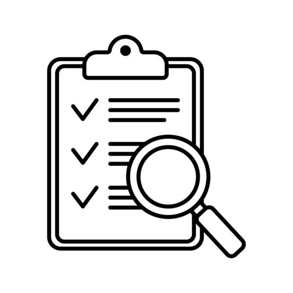 Clipboard Magnifier Loupe Line Icon Business Concept Analysis Analyzing Icon — vektorikuva