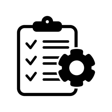 Vites izole edilmiş simgesi olan pano. Teknik destek kontrol listesi simgesi. Yönetim düz simge konsepti. Yazılım geliştirme.