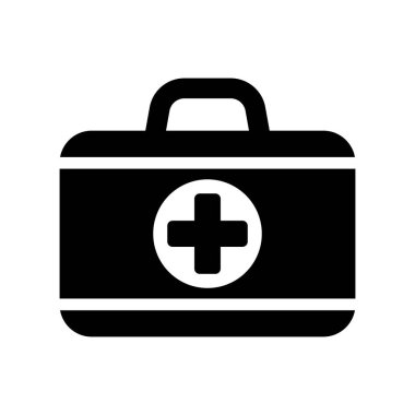 İlk yardım kutusu simgesi, tıbbi evrak çantası ikonu vektörü izole edildi