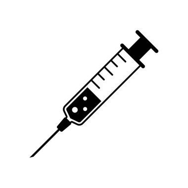 Enjektörü, enjeksiyon simge vektör, düz işareti, üzerinde beyaz izole katı piktogram doldurdum. Sembol, logo illüstrasyon. Piksel mükemmel.