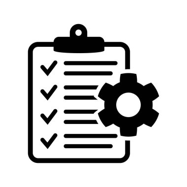 Vites izole edilmiş simgesi olan pano. Teknik destek kontrol listesi simgesi. Yönetim düz simge konsepti. Yazılım geliştirme.