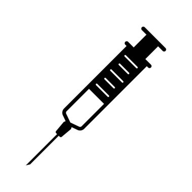 Enjektörü, enjeksiyon simge vektör, düz işareti, üzerinde beyaz izole katı piktogram doldurdum. Sembol, logo illüstrasyon. Piksel mükemmel.