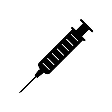 Enjektörü, enjeksiyon simge vektör, düz işareti, üzerinde beyaz izole katı piktogram doldurdum. Sembol, logo illüstrasyon. Piksel mükemmel.