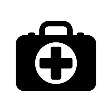 İlk yardım kutusu simgesi, tıbbi evrak çantası ikonu vektörü izole edildi