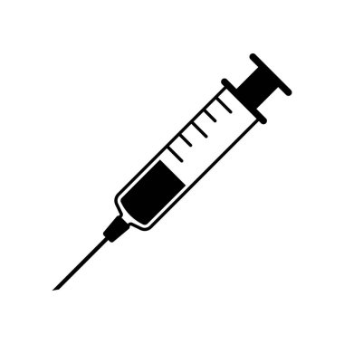 Enjektörü, enjeksiyon simge vektör, düz işareti, üzerinde beyaz izole katı piktogram doldurdum. Sembol, logo illüstrasyon. Piksel mükemmel.