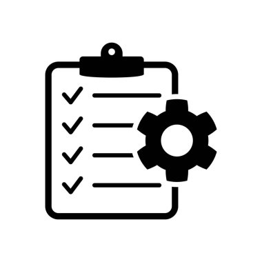 Vites izole edilmiş simgesi olan pano. Teknik destek kontrol listesi simgesi. Yönetim düz simge konsepti. Yazılım geliştirme.