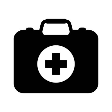 İlk yardım kutusu simgesi, tıbbi evrak çantası ikonu vektörü izole edildi