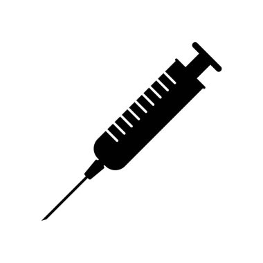 Enjektörü, enjeksiyon simge vektör, düz işareti, üzerinde beyaz izole katı piktogram doldurdum. Sembol, logo illüstrasyon. Piksel mükemmel.
