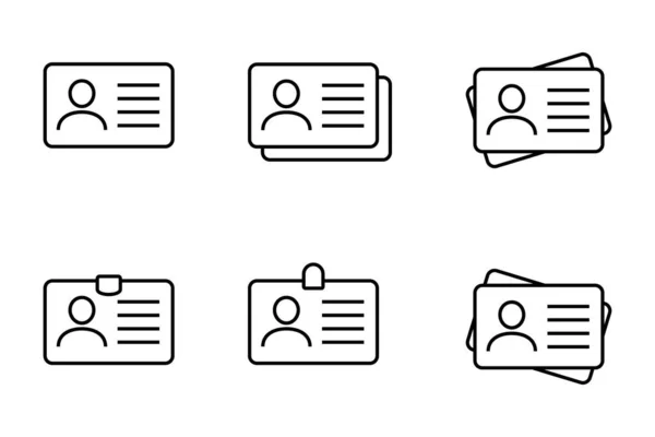 Kolekcja Ikon Kart Identyfikacyjnych Karta Pracownicza Prawo Jazdy Dowód Osobisty — Wektor stockowy