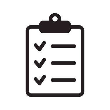 Pano vektör simgesi. Görev listesi simgesi. Görev tamamlandı. Onaylanmış bir belgenin imzalı simgesi. Proje tamamlandı.