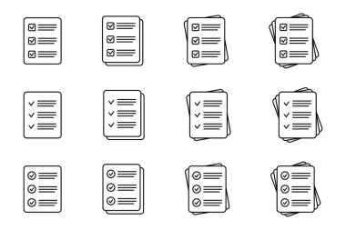 Kontrol listesi vektör simgesi. Belge simgesi ve iş illüstrasyonu grafik ve web tasarımı için beyaz arkaplanda izole edildi.