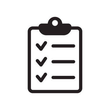 Pano vektör simgesi. Görev listesi simgesi. Görev tamamlandı. Onaylanmış bir belgenin imzalı simgesi. Proje tamamlandı.