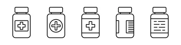 Εικονίδιο Φαρμακευτικής Γραμμής Ασπρόμαυρη Εικόνα Εικονογράφηση Διανύσματος — Διανυσματικό Αρχείο