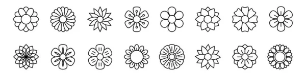 Flower Icon Set Vector Line Icon — 스톡 벡터