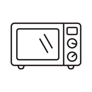 Mikrodalga fırın ikonu. Şablonlar, web tasarımı ve bilgi grafikleri için basit çizgi mikrodalga fırın simgesi.