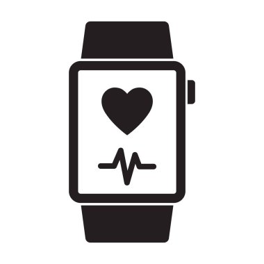 Fitness takip ikonu. Ekran vektör illüstrasyonunda kalbi olan fitness izleyici.