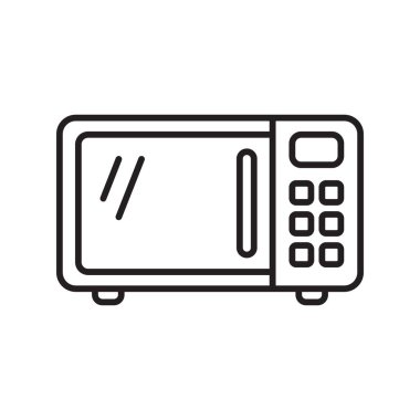 Mikrodalga fırın ikonu. Şablonlar, web tasarımı ve bilgi grafikleri için basit çizgi mikrodalga fırın simgesi.