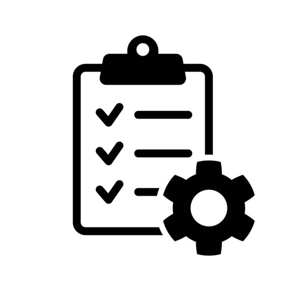 Буфер обмена с изолированным значком передач. Значок списка технической поддержки. Концепция управления плоской иконой. Разработка ПО.