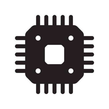 Elektronik çip vektör simgesi beyaz arkaplanda izole edildi. Bilgisayar çipi simgesi, işlemci çipi simgesi.