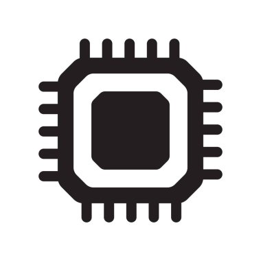 Elektronik çip vektör simgesi beyaz arkaplanda izole edildi. Bilgisayar çipi simgesi, işlemci çipi simgesi.