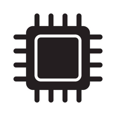 Elektronik çip vektör simgesi beyaz arkaplanda izole edildi. Bilgisayar çipi simgesi, işlemci çipi simgesi.