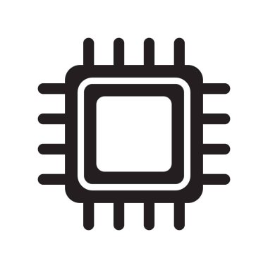 Elektronik çip vektör simgesi beyaz arkaplanda izole edildi. Bilgisayar çipi simgesi, işlemci çipi simgesi.