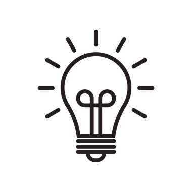 Ampul ikonu vektörü, fikirlerle ve yaratıcı düşüncelerle dolu, işlem için analitik düşünme. Özet sembolü çizimi.