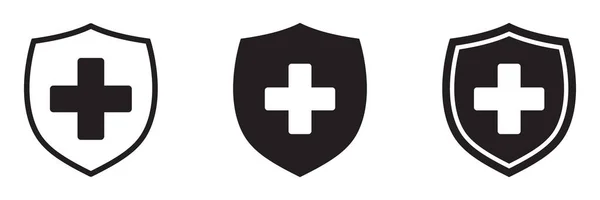 Symbol Für Das Immunsystem Medizinisches Kreuz Schild Vektorillustration — Stockvektor