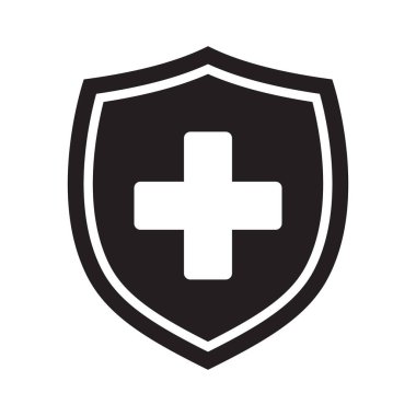 Bağışıklık sistemi simgesi. Tıbbi haç kalkanda. Vektör illüstrasyonu.