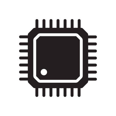 Elektronik çip vektör simgesi beyaz arkaplanda izole edildi. Bilgisayar çipi simgesi, işlemci çipi simgesi.