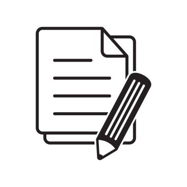 Belge, bant vektör simgesi, kalem simgesi olan kağıt.