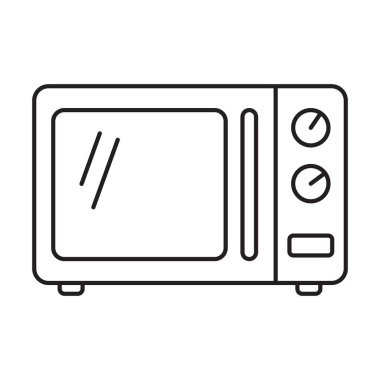 Mikrodalga fırın ikonu. Şablonlar, web tasarımı ve bilgi grafikleri için basit çizgi mikrodalga fırın simgesi.