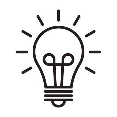 Ampul ikonu vektörü, fikirlerle ve yaratıcı düşüncelerle dolu, işlem için analitik düşünme. Özet sembolü çizimi.