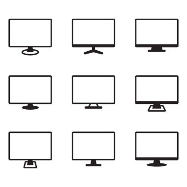 İzleme simgeleri seti, bilgisayar veya TV vektör işaretleri.