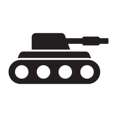 Vektör tank simgesi. Askeri vektör görüntüsü. Askeri tasarım için de kullanılabilir..