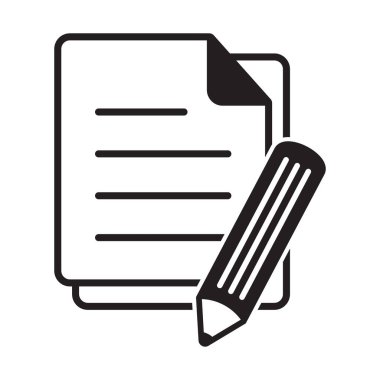 Belge, bant vektör simgesi, kalem simgesi olan kağıt.