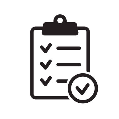 Pano vektör simgesi. Görev listesi simgesi. Görev tamamlandı. Onaylanmış bir belgenin imzalı simgesi.