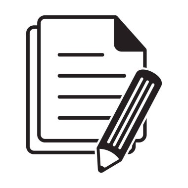 Belge, bant vektör simgesi, kalem simgesi olan kağıt.