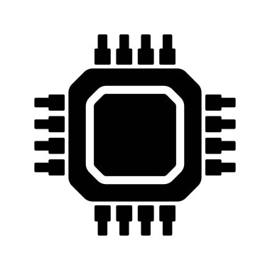 Elektronik çip vektör simgesi beyaz arkaplanda izole edildi. Bilgisayar çipi simgesi, işlemci çipi simgesi.