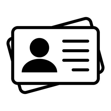 Kimlik kartı simgesi koleksiyonu. Çalışan katip kartı, ehliyet, kimlik kartı, personel kimlik kartı sembolü. Web sitesi ve mobil uygulama için tasarım.