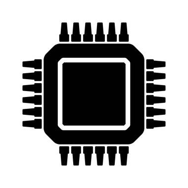 Elektronik çip vektör simgesi beyaz arkaplanda izole edildi. Bilgisayar çipi simgesi, işlemci çipi simgesi.