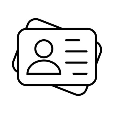 Kimlik kartı simgesi koleksiyonu. Çalışan katip kartı, ehliyet, kimlik kartı, personel kimlik kartı sembolü. Web sitesi ve mobil uygulama için tasarım.