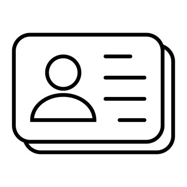 Kimlik kartı simgesi koleksiyonu. Çalışan katip kartı, ehliyet, kimlik kartı, personel kimlik kartı sembolü. Web sitesi ve mobil uygulama için tasarım.