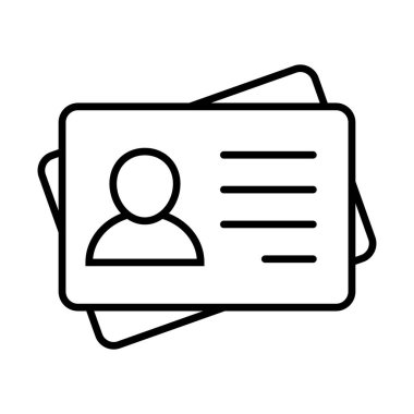 Kimlik kartı simgesi koleksiyonu. Çalışan katip kartı, ehliyet, kimlik kartı, personel kimlik kartı sembolü. Web sitesi ve mobil uygulama için tasarım.