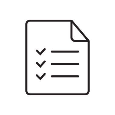 Kontrol listesi vektör simgesi. Grafik ve web tasarımı için siyah illüstrasyon beyaz arkaplanda izole edildi.