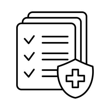 Beyaz arka planda sağlık sigortası simgesi var. Vektör illüstrasyonu.