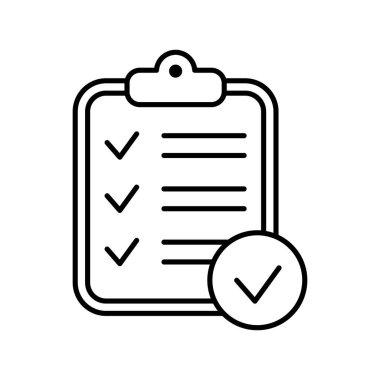 Pano simgesi. Onaylanmış bir belgenin onay listesi simgesi. Proje tamamlandı. Görev vektör simgesi. Görev tamamlandı..