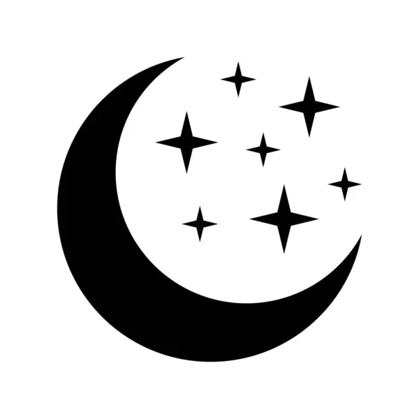 Moon Stars Icon White Background Night Icon Crescent Moon Icon — Stock Vector