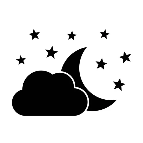 Night Moon Stars Icon Flat Style — Stock Vector